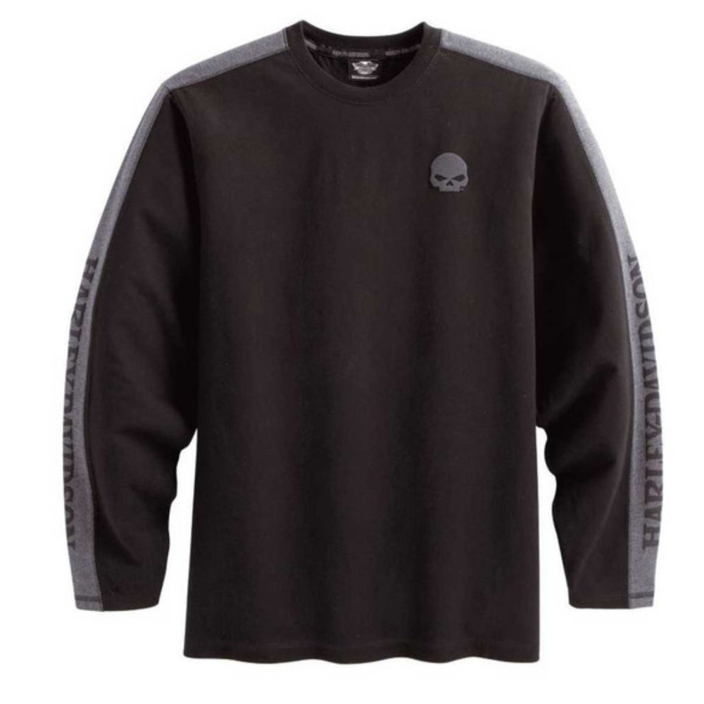 Harley-Davidson® Men's Skull Long Sleeve Waffle Knit Shirt Black 99068-12VM